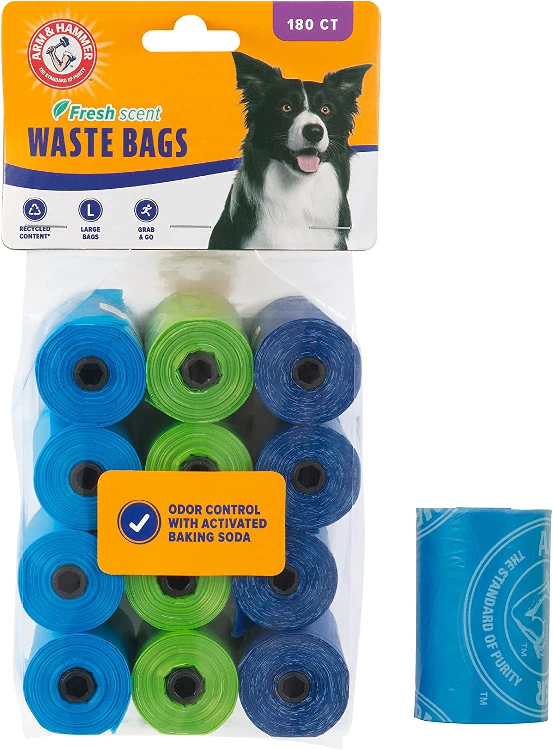 Dog Waste Bag Refills, Assorted Colors, 180 Count