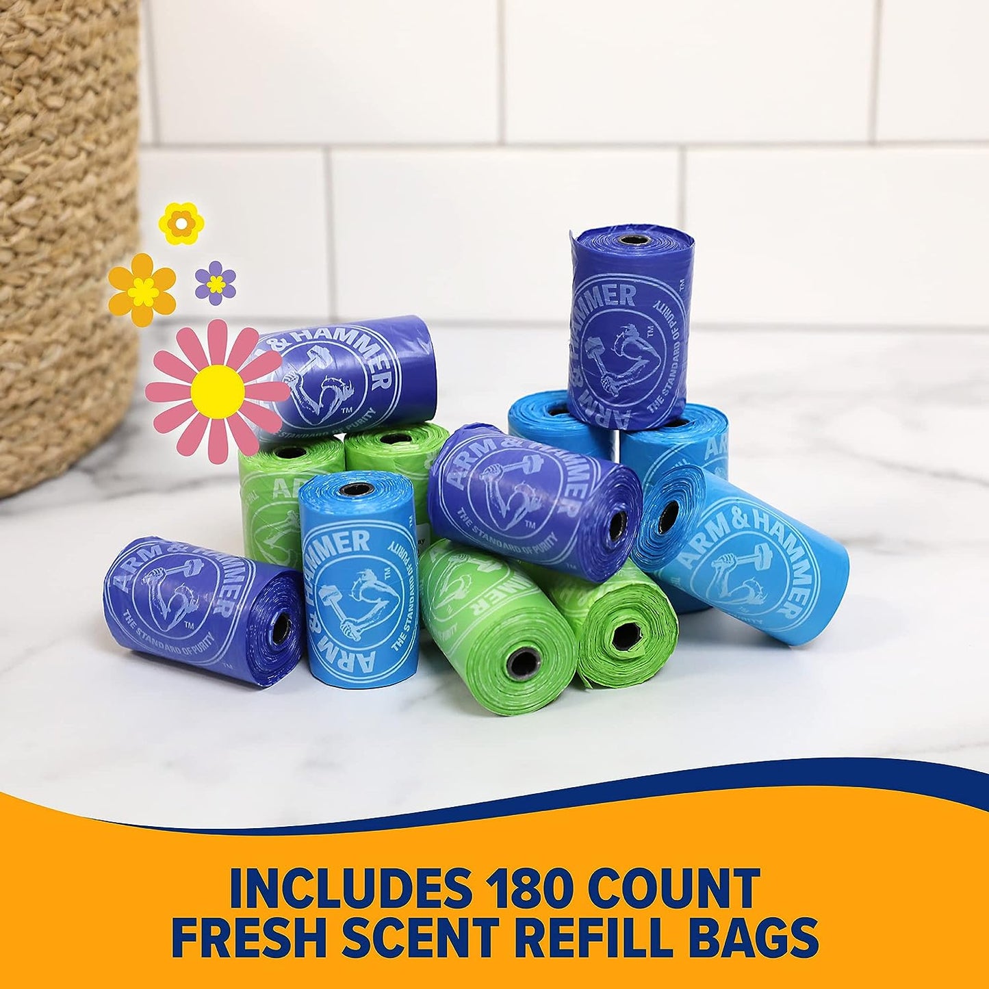 Dog Waste Bag Refills, Assorted Colors, 180 Count
